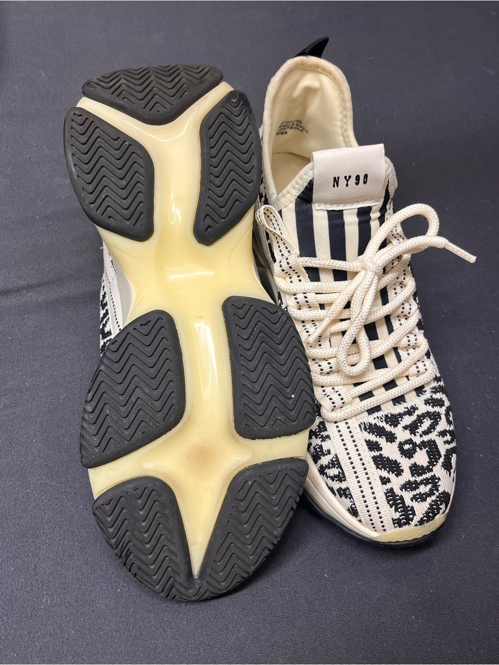 Women's Cream and Black leopard print Sneaker - Picture 3 of 9